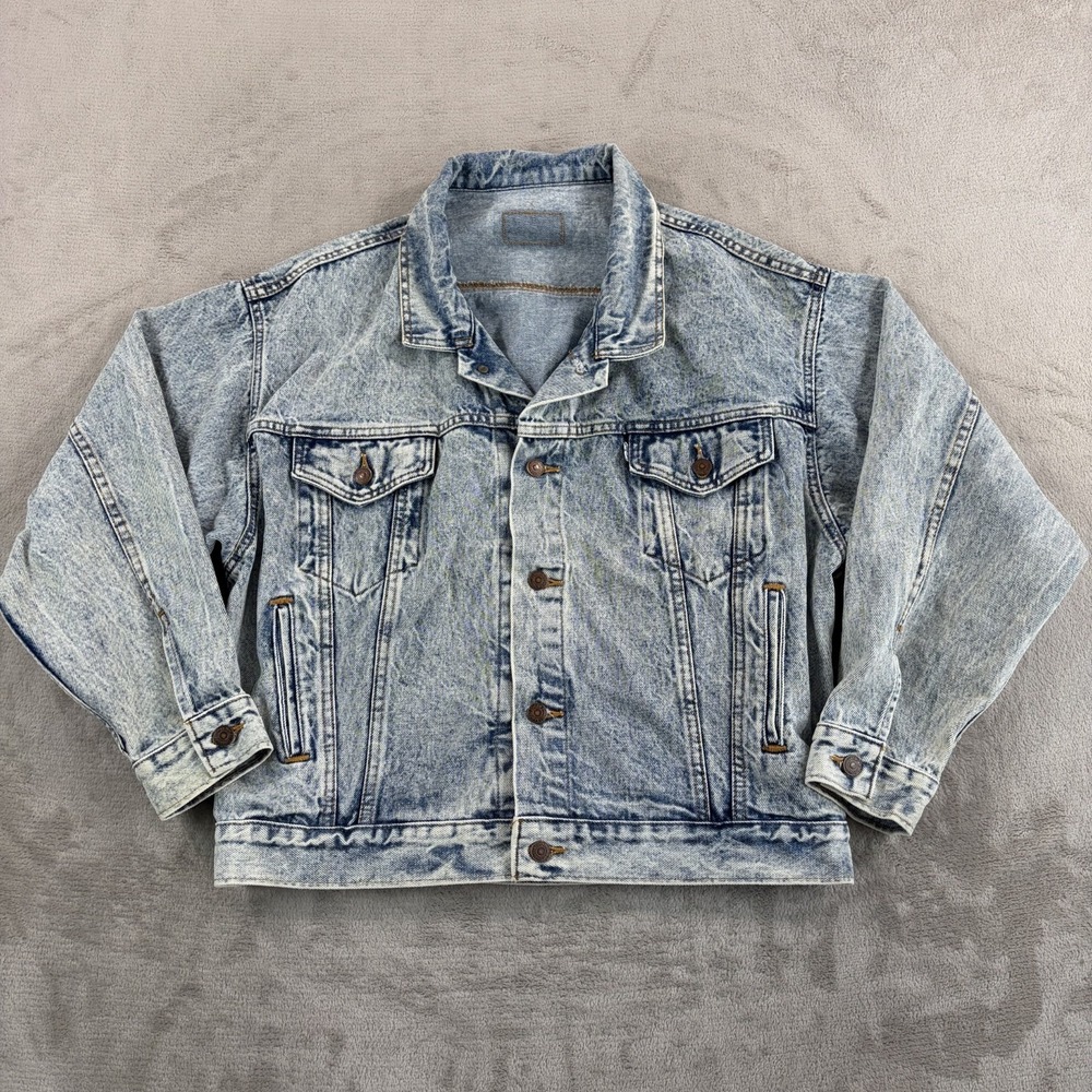 Vintage 80s Levis White Tab Trucker Jacket Acid Wash 75068-0219 Men Medium USA